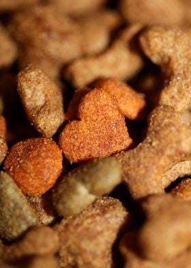 Animals dry food close up