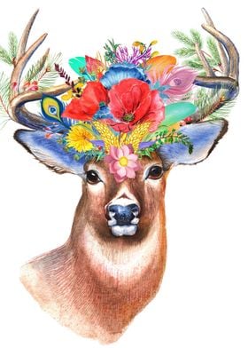 Floral Deer Art