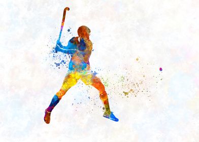 watercolor field hockey