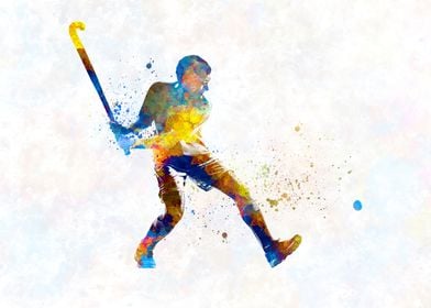 watercolor field hockey