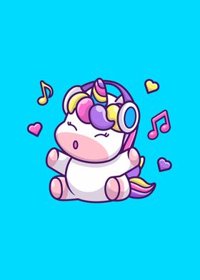 Cute Unicorn Listening