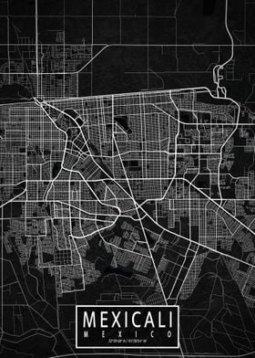 Mexicali City Map Dark