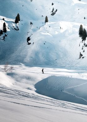 Alone skier on a slope
