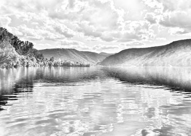 Monochromatic lake scape