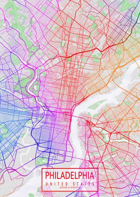 Philadelphia Map Colorful