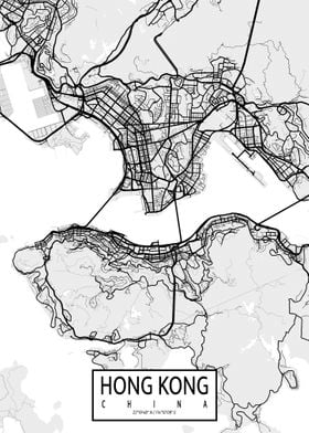 Hong Kong City Map Light