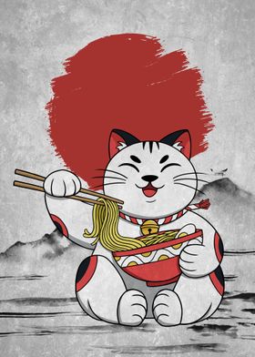 Japanese Art Cat Ramen