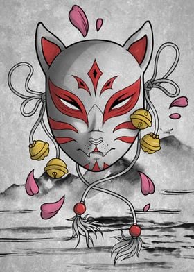 Japanese Art Mask Cat