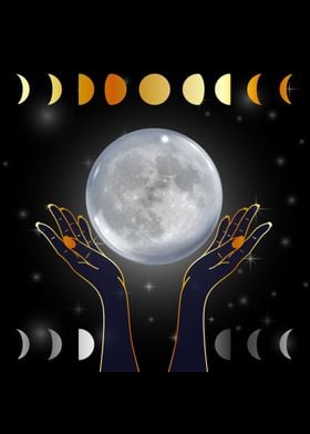 Hands holding the moon