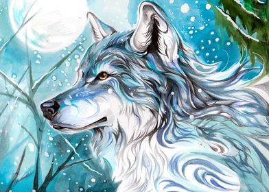 Blue Winter Wolf