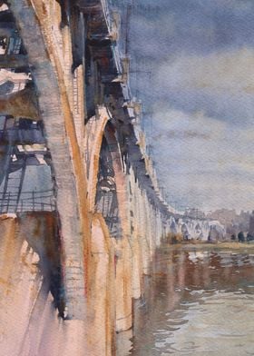 Bridge watercolor painting