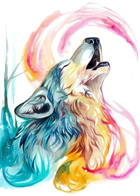 Howling Rainbow Wolf I