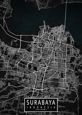 Surabaya City Map Dark