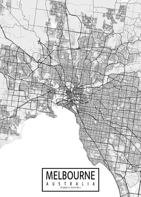 Melbourne City Map Light