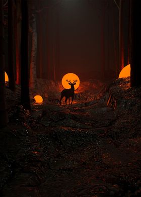 deer light and sunset