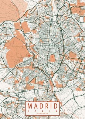 Madrid City Map Bohemian