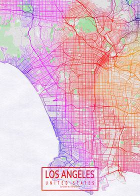 Los Angeles Map Colorful