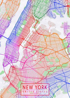 New York City Map Colorful