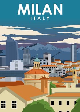 Milan Italy Travel Poster