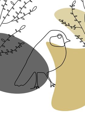 alone line art bird