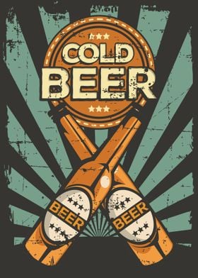 Cold Beer VIntage Poster