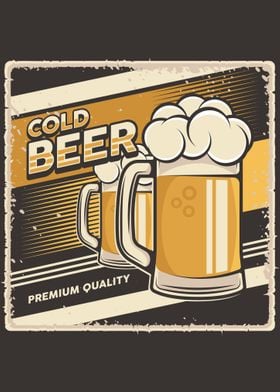 Cold Beer VIntage Poster