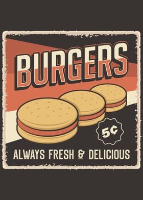 Burger Vintage Poster