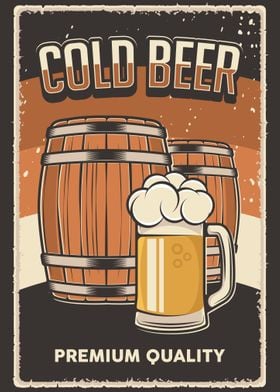 Cold Beer VIntage Poster