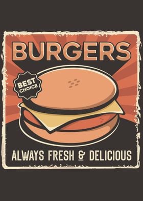 Burgers Vintage Poster