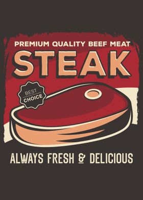 Beef Steak Vintage Poster