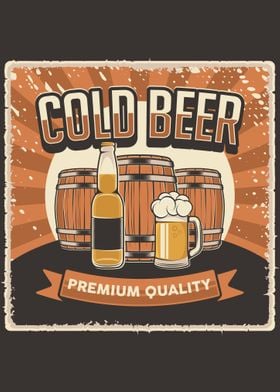 Cold Beer VIntage Poster