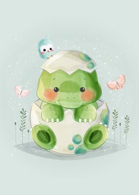 Baby Dino In A Hatched Egg