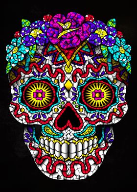 skull mosaic colorful