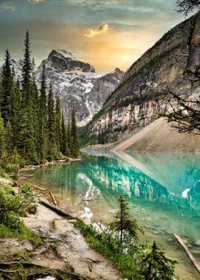 lake mountains reflection