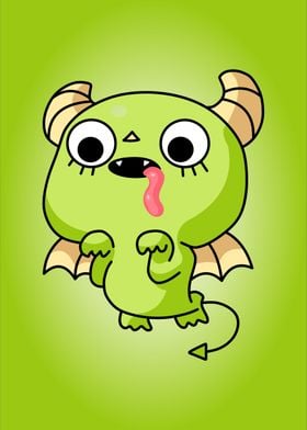 green bat cute monster