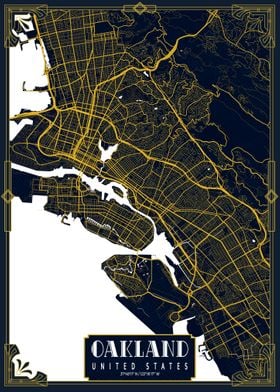 Oakland City Map Gold