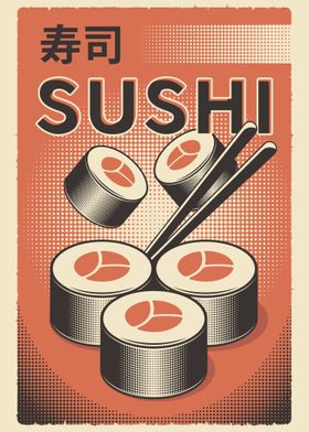 Sushi VIntage Poster