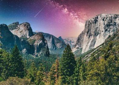 galaxy landscape mountains