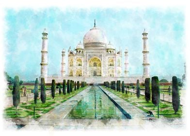 Travel Taj Mahal India Art