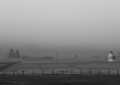 Foggy Chapel in the Marsh