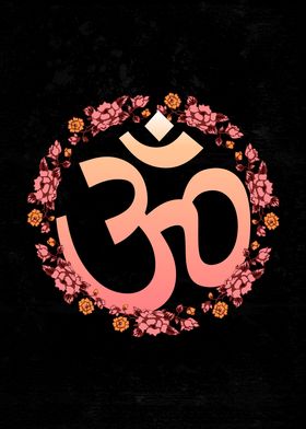 Floral Om Sign Aum Symbol