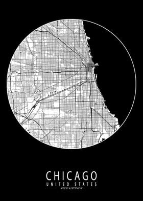 Chicago City Map Full Moon