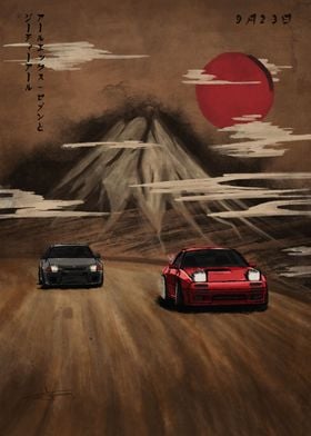 RX7 FC + R32 GTR drawing