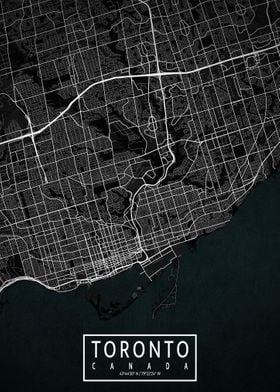 Toronto City Map Dark