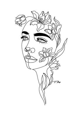 Flower head Line art