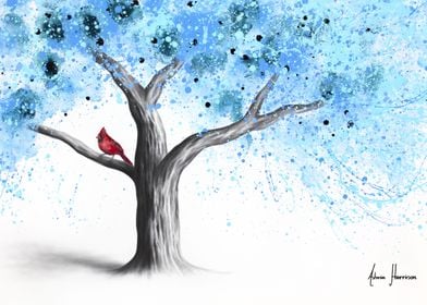 Cardinal In A Snow Tree 