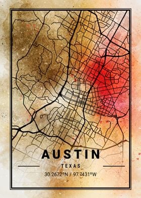 Austin Ara Watercolor Map