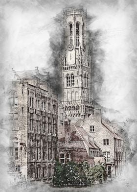 Bruges Belgium Travel Art