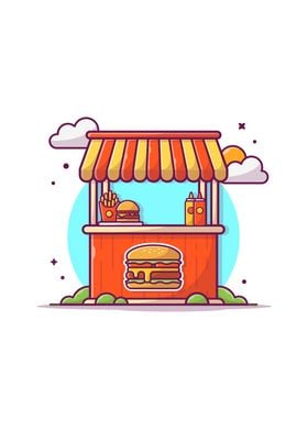 Burger Stand Cartoon