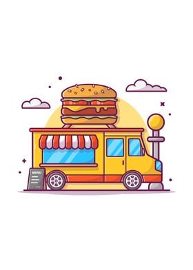 Burger Food Truck Cartoon 